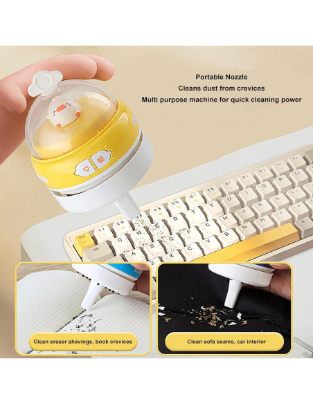 Aspiradora de Escritorio TOPINCN Mini USB Amarillo con Luz Nocturna Aspiradora de Escritorio TOPINCN Mini USB Amarillo con Luz Nocturna