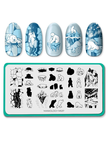 Placa de Estampado de Uñas Maniology Osos Polares 12x6 cm Placa de Estampado de Uñas Maniology Osos Polares 12x6 cm