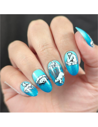Placa de Estampado de Uñas Maniology Osos Polares 12x6 cm