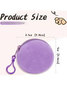 Monedero Redondo de Peluche Suave AdiStylinno - 2 Pcs Rosa y Morado 2