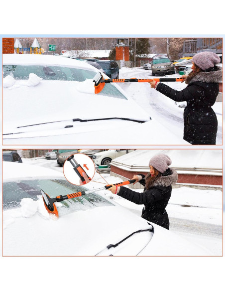 Cepillo de Nieve 3 en 1 Ajimy 147 cm Extensible para Coche Cepillo de Nieve 3 en 1 Ajimy 147 cm Extensible para Coche