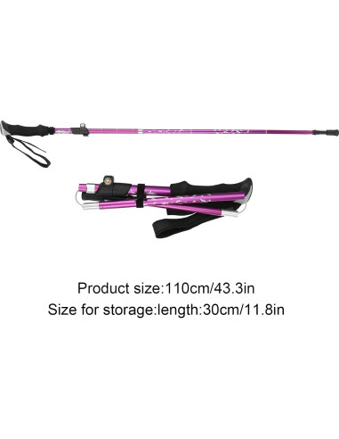 Bastón de Trekking Plegable Kuuleyn 110cm Aluminio Púrpura