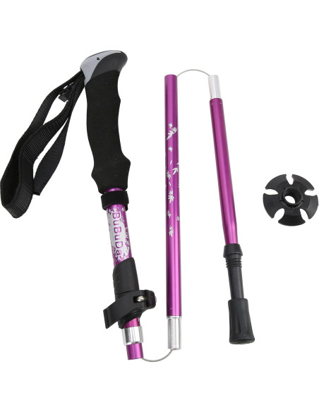 Bastón de Trekking Plegable Kuuleyn 110cm Aluminio Púrpura Bastón de Trekking Plegable Kuuleyn 110cm Aluminio Púrpura