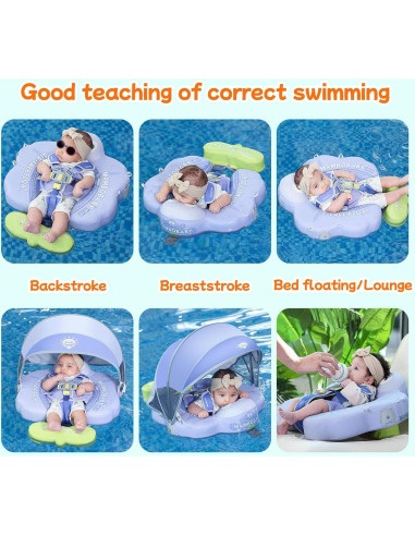 Flotador de Natación para Bebés Mambobaby con Dosel Solar