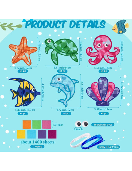 Kit de Manualidades Oceánicas Feifeiya - 24 Sets DIY Papel Seda Kit de Manualidades Oceánicas Feifeiya - 24 Sets DIY Papel Seda
