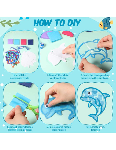 Kit de Manualidades Oceánicas Feifeiya - 24 Sets DIY Papel Seda Kit de Manualidades Oceánicas Feifeiya - 24 Sets DIY Papel Seda