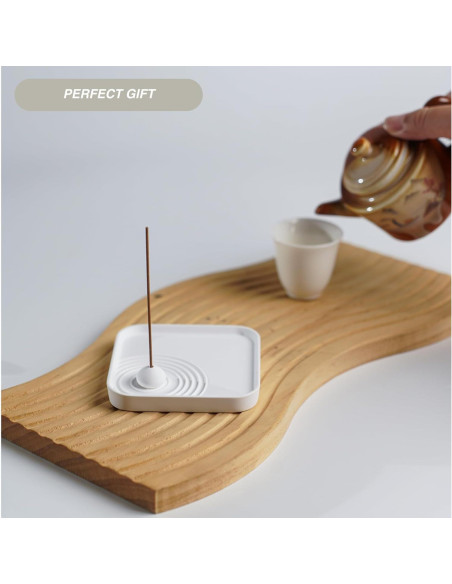 Soporte de Incienso Minimalista beFlow - Yeso Blanco 9x9 cm Soporte de Incienso Minimalista beFlow - Yeso Blanco 9x9 cm