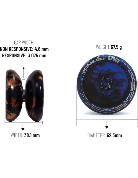 Yoyo Profesional Yomega Groov de Aluminio - Negro y Azul Yoyo Profesional Yomega Groov de Aluminio - Negro y Azul