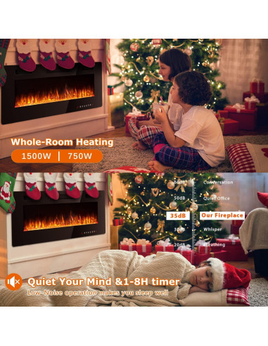 Chimenea Eléctrica Vitesse 42" Empotrada Multicolor 750/1500W