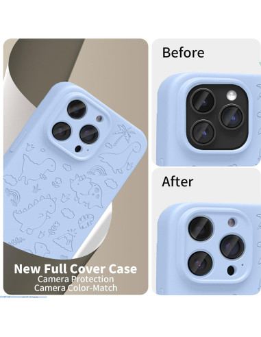 Funda Magnética OAOA para iPhone 15 Pro, Silicona Líquida, Dinosaurio Azul