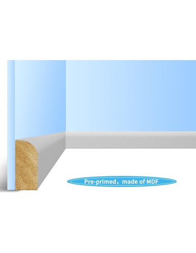 Moldura de Pared Art3d 4-Pack MDF 2.44 m Pintable Blanca