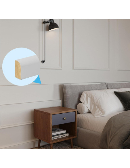 Moldura de Pared Art3d 4-Pack MDF 2.44 m Pintable Blanca Moldura de Pared Art3d 4-Pack MDF 2.44 m Pintable Blanca