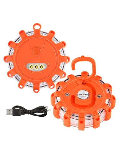 Luces de Emergencia LED VANCLE Recargables USB-C Naranja 2 Pzs