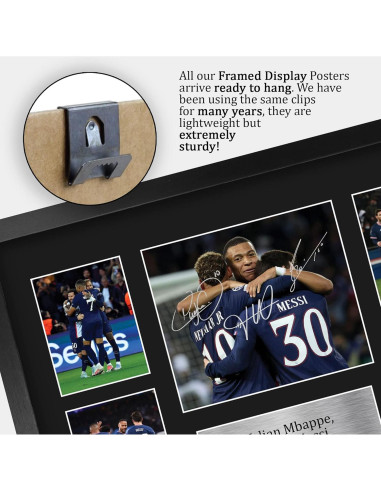 Exhibición Enmarcada Kylian Mbappe, Messi y Neymar PSG 40.64x30.48cm