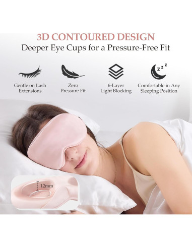 Máscara de Sueño de Seda SGMSILK 100% Rosa 3D Ajustable