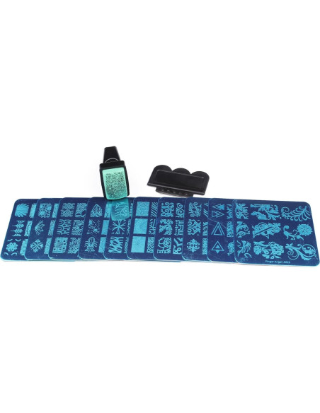 Set de Estampado de Uñas ZhuoGuan 10 Placas + Sellador Set de Estampado de Uñas ZhuoGuan 10 Placas + Sellador