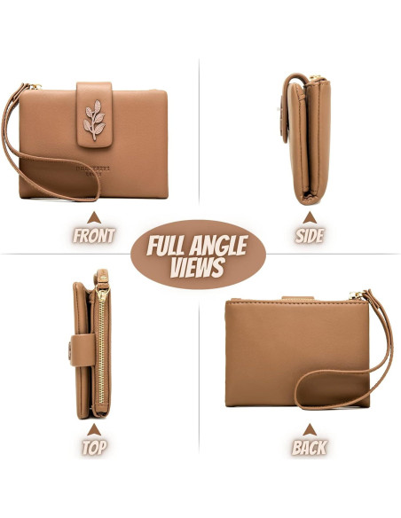 Cartera de muñeca bifold Prettyzys para mujeres - Café Cartera de muñeca bifold Prettyzys para mujeres - Café