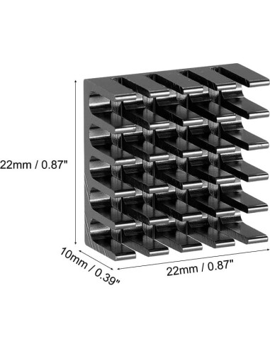 Disipador Electrónico Uxcell 22x22x10mm Negro 5 Pcs