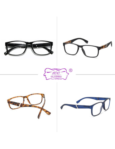 Gafas de Lectura 100 CLÁSICO Antiluz Azul Set de 4 Unidades