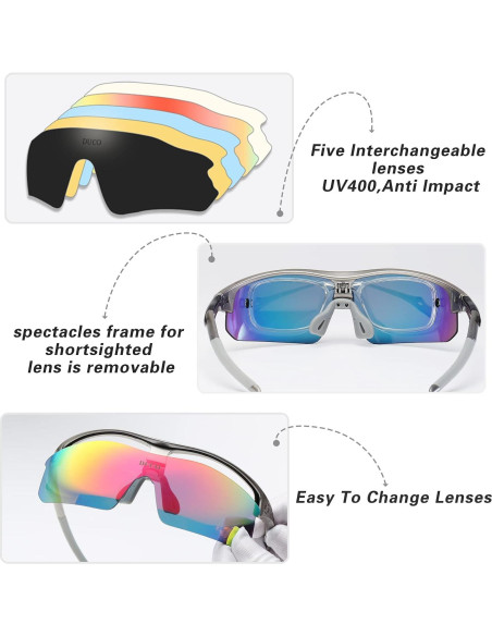 Gafas de sol deportivas DUCO con 5 lentes intercambiables Gafas de sol deportivas DUCO con 5 lentes intercambiables