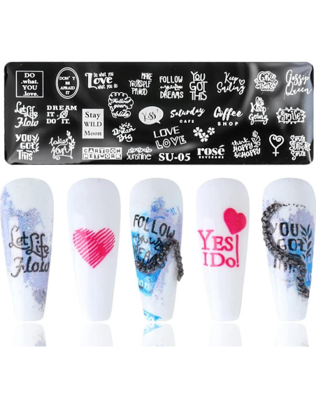 Kit de Estampado de Uñas SILPECWEE 8 Piezas Acero Inoxidable Kit de Estampado de Uñas SILPECWEE 8 Piezas Acero Inoxidable