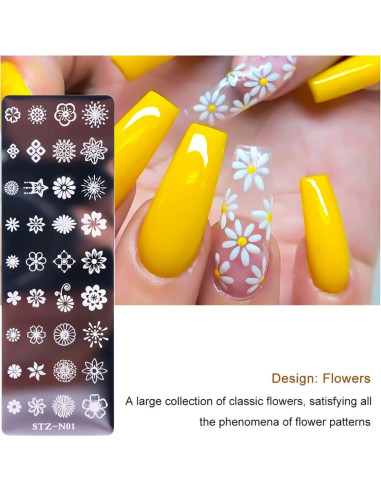 Kit de Estampado de Uñas SILPECWEE 8 Piezas Acero Inoxidable