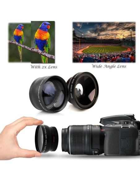 Kit de Lentes Gran Angular y Telefoto 2.2X para Canon EOS Kit de Lentes Gran Angular y Telefoto 2.2X para Canon EOS
