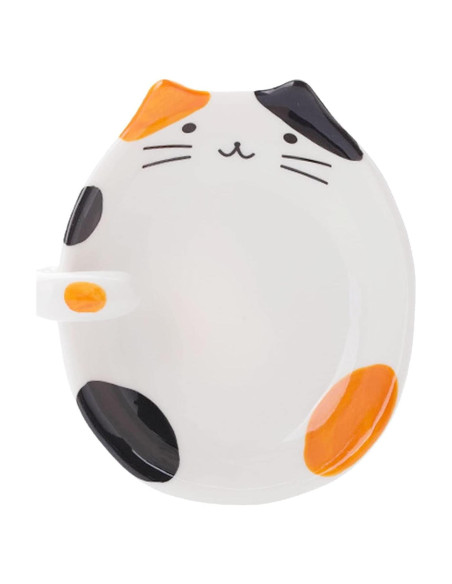 Soporte para cuchara de cerámica Wuhhaoafu diseño gato 11.4x10.7cm Soporte para cuchara de cerámica Wuhhaoafu diseño gato 11.4x10.7cm