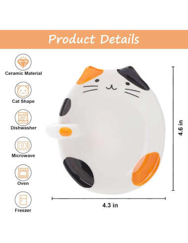 Soporte para cuchara de cerámica Wuhhaoafu diseño gato 11.4x10.7cm