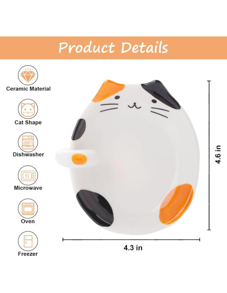 Soporte para cuchara de cerámica Wuhhaoafu diseño gato 11.4x10.7cm Soporte para cuchara de cerámica Wuhhaoafu diseño gato 11.4x10.7cm