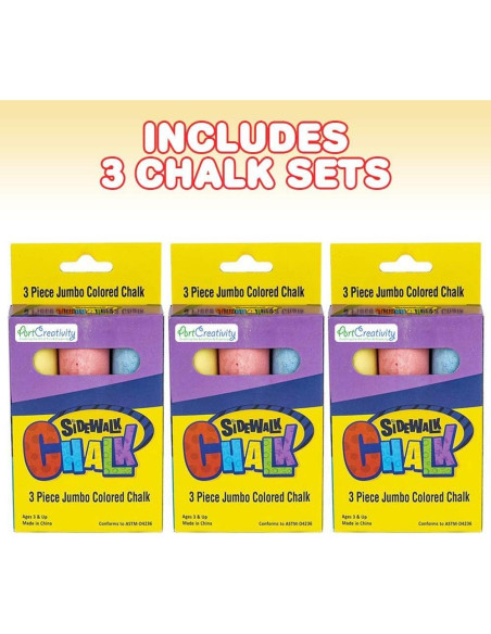 Juego de Tiza Jumbo ArtCreativity - 3 Cajas, No Tóxicas, Lavables Juego de Tiza Jumbo ArtCreativity - 3 Cajas, No Tóxicas, Lavables