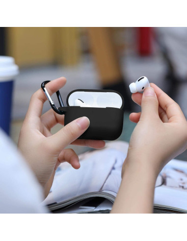 Funda de Silicona DGege para AirPods Pro con Mosquetón - Negro