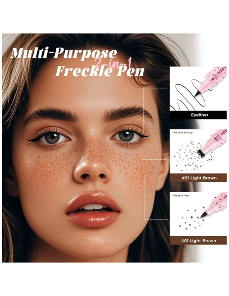 Juego de 2 bolígrafos de maquillaje de pecas marrón claro Juego de 2 bolígrafos de maquillaje de pecas marrón claro