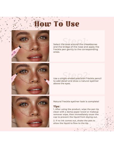 Juego de 2 bolígrafos de maquillaje de pecas marrón claro Juego de 2 bolígrafos de maquillaje de pecas marrón claro