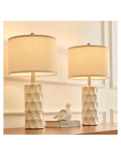 Juego de 2 Lámparas de Mesa Cerámica Regulables 3 Colores