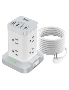 Torre de Protector de Sobretensión BEVA 8 Puertos AC y 4 USB-C
