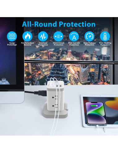 Torre de Protector de Sobretensión BEVA 8 Puertos AC y 4 USB-C