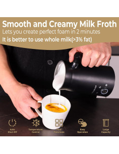 Espumador de Leche Eléctrico HAUSHOF 4 en 1 300 ml Negro 2
