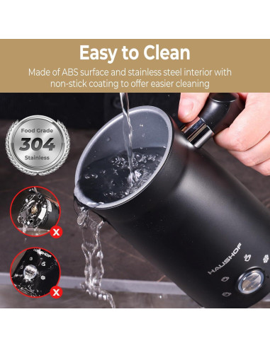 Espumador de Leche Eléctrico HAUSHOF 4 en 1 300 ml Negro