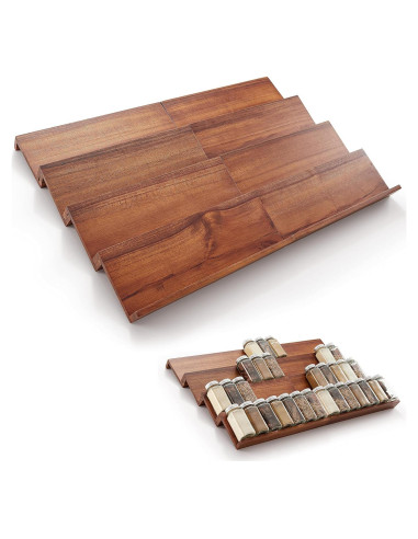 Organizador de Especias de Madera de Acacia Tinamo - 4 Niveles para 64 Frascos
