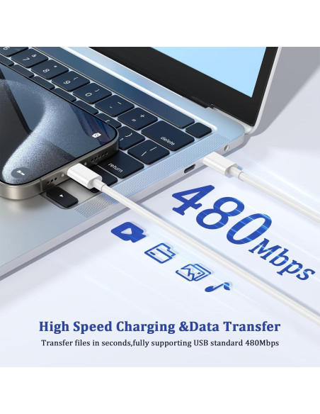Cable USB C 3m ACTIRYING Carga Rápida 60W Paquete de 3 Cable USB C 3m ACTIRYING Carga Rápida 60W Paquete de 3