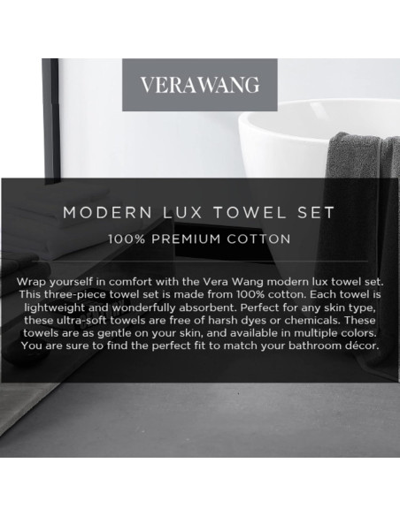 Set de Toallas de Baño Vera Wang 100% Algodón 6 Piezas Gris Set de Toallas de Baño Vera Wang 100% Algodón 6 Piezas Gris