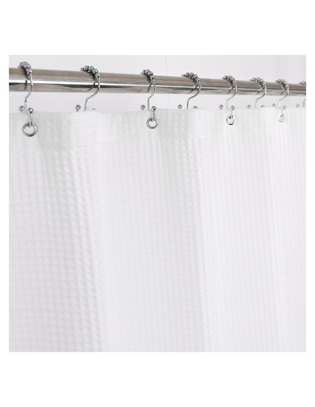 Cortina de Ducha Barossa Design Algodón Waffle Blanca 182.88 cm Cortina de Ducha Barossa Design Algodón Waffle Blanca 182.88 cm