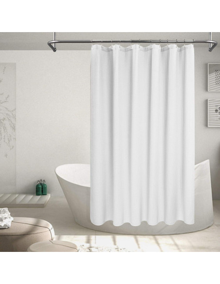 Cortina de Ducha Barossa Design Algodón Waffle Blanca 182.88 cm Cortina de Ducha Barossa Design Algodón Waffle Blanca 182.88 cm