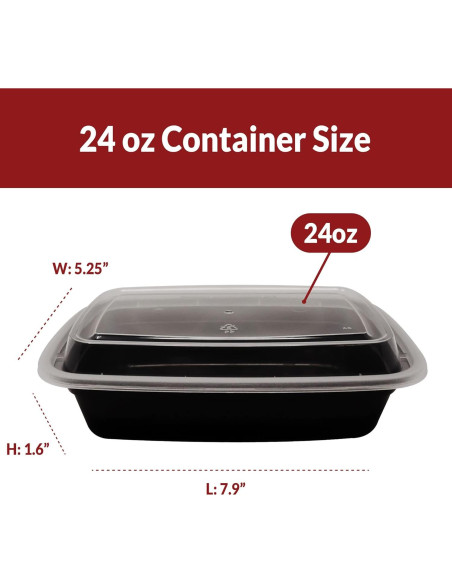 Contenedores de Comida Reli. 24 oz | Paquete de 50 | Rectangulares Contenedores de Comida Reli. 24 oz | Paquete de 50 | Rectangulares