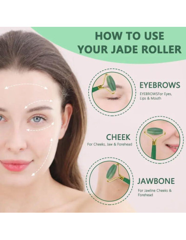 Gua Sha y Rodillo de Jade Depsoul - Herramientas Faciales