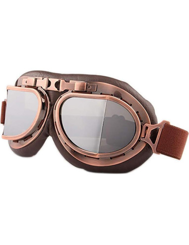Gafas de Moto Vintage Peicees Cobre Lentes Plata