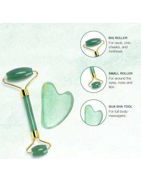 Gua Sha y Rodillo de Jade Depsoul - Herramientas Faciales Gua Sha y Rodillo de Jade Depsoul - Herramientas Faciales