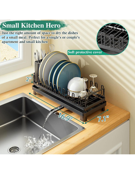 Escurridor de Platos Pequeño OKZEST con Drenaje Automático Escurridor de Platos Pequeño OKZEST con Drenaje Automático