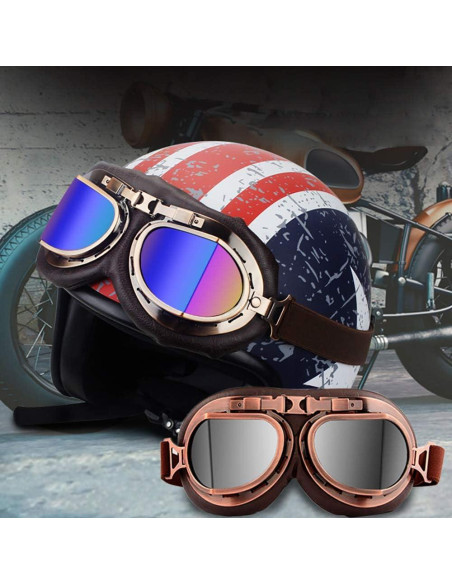 Gafas de Moto Vintage Peicees Cobre Lentes Plata Gafas de Moto Vintage Peicees Cobre Lentes Plata